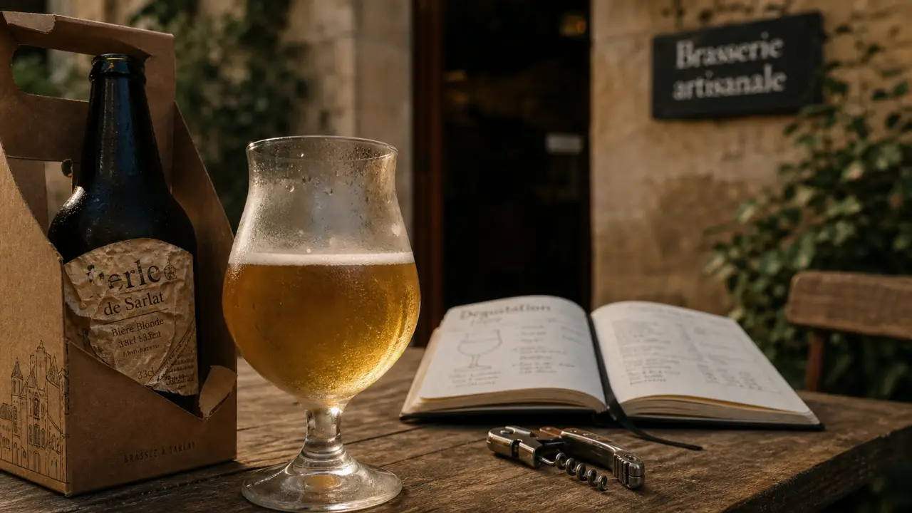 Brasserie artisanale de sarlat : verre de bière blonde artisanale