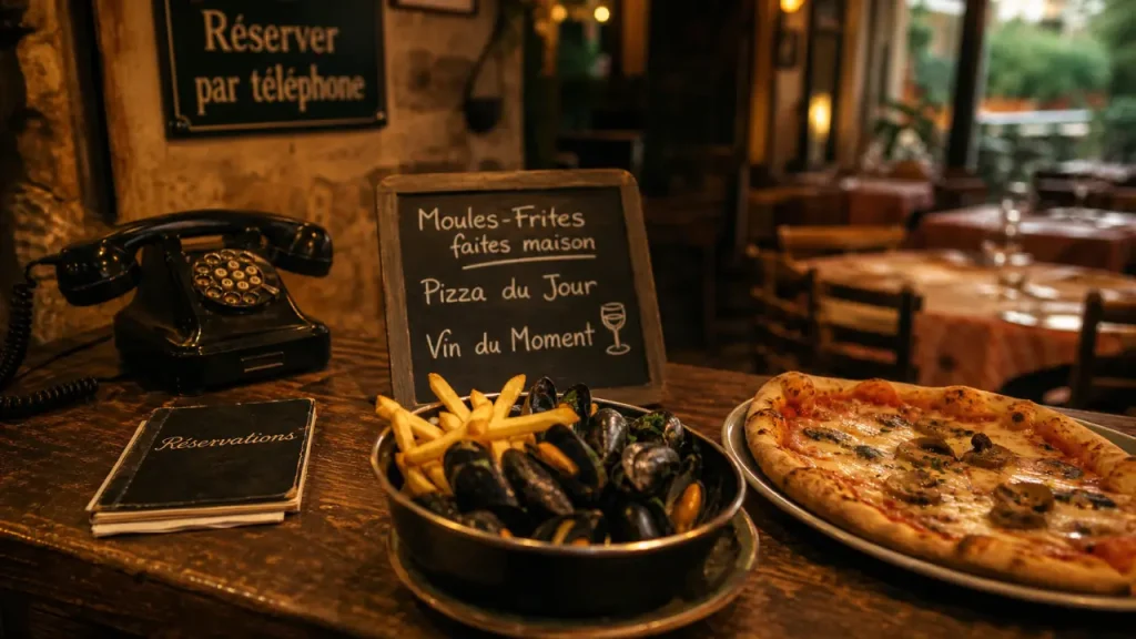 La pomme dorée neuvic : moules-frites et pizza maison, réservation par téléphone