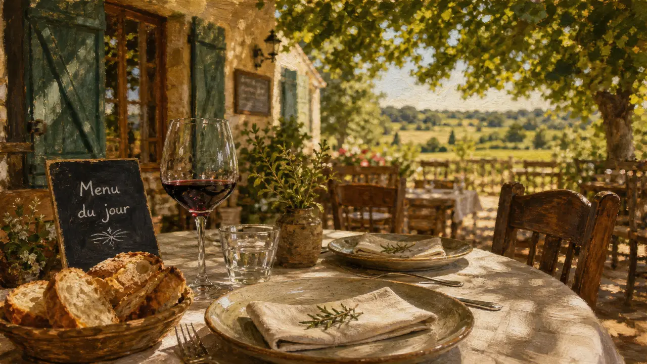 Restaurant Chaon : table et menu du jour, cadre de restaurant en Sologne