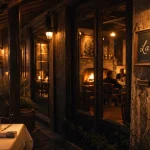 Restaurant la caleche le beausset : façade et véranda en bois de La Calèche, golden hour