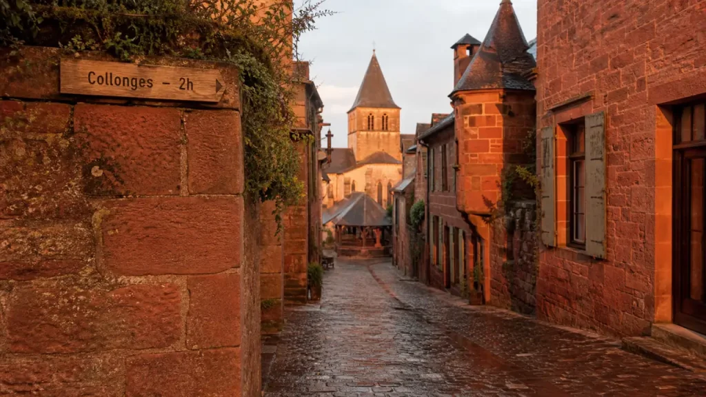 Combien de temps pour visiter Collonges-la-Rouge ? Rue pavée aux murs en grès rouge