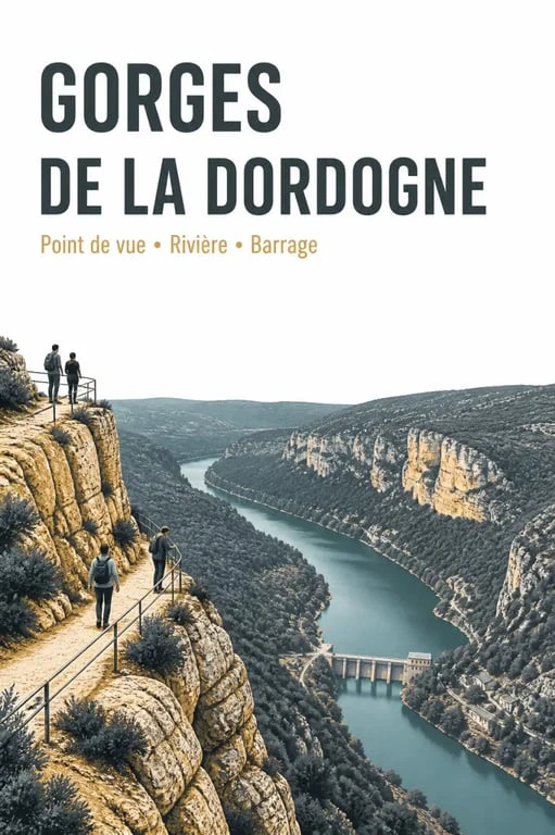 Visite des gorges de la Dordogne depuis un belvédère avec vue sur la rivière et un barrage