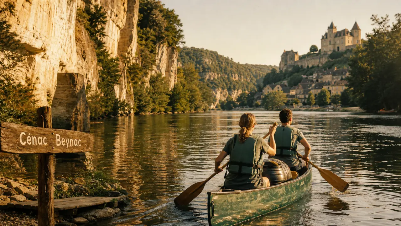 Gorges de la dordogne canoë : départ Cénac Beynac en canoë biplace