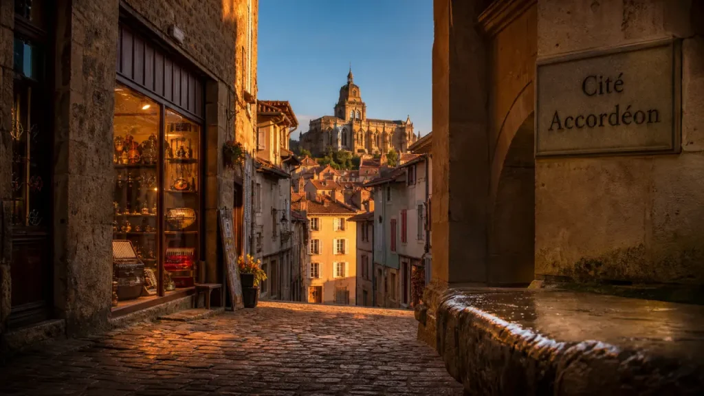Que faire a tulle : ruelles pavées et cathédrale Notre-Dame au loin