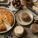 Spécialité ardèche : crique, caillette et châtaigne sur table