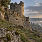 Château de montignac dordogne, ruines et tour vers la Vézère