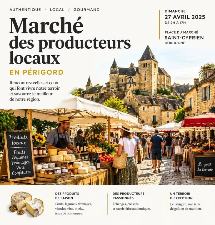 Marché de producteurs locaux en Dordogne pour votre agenda tourisme
