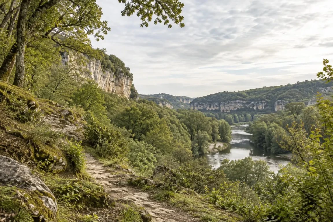 Paysages boisés de la vallée de la Vézère en location vacances perigord noir