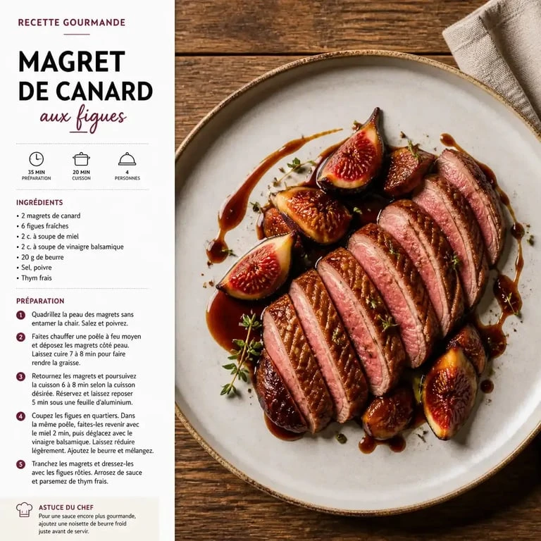 Magret de canard aux figues, une spécialité culinaire incontournable dans un restaurant à Bergerac en bord de Dordogne