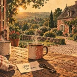 Gîtes corrèze : terrasse d’un gîte en pierre, jardin vallonné
