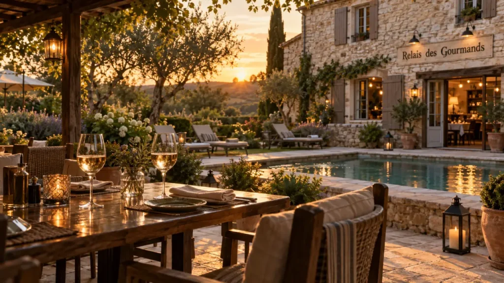 Terrasse du Relais des Gourmands Gramat, hôtel-restaurant familial en Lot