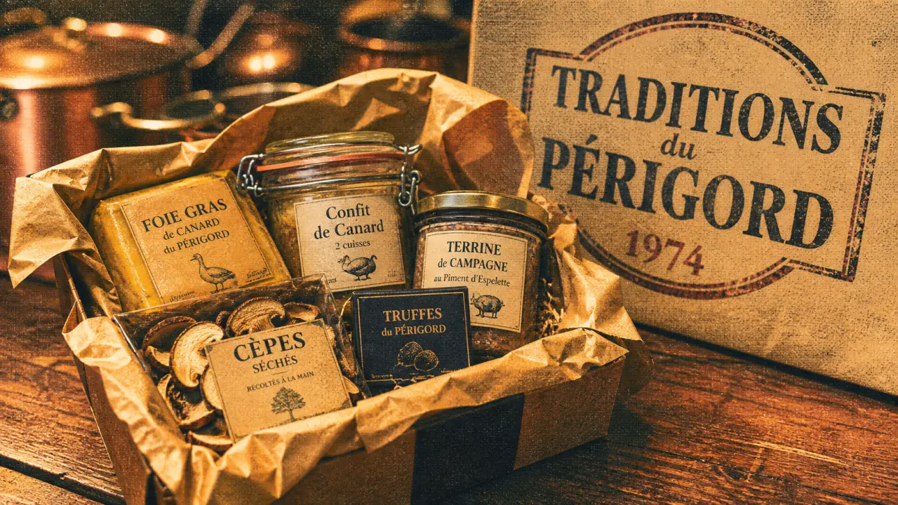 Colis gourmands des traditions du Périgord à Sarlat : foie gras, confit, truffes