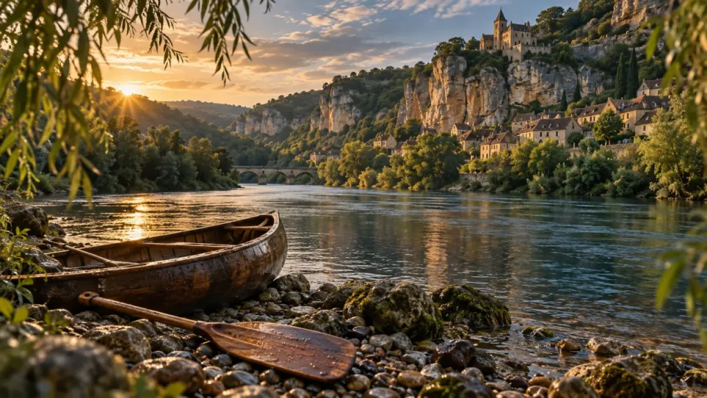 Canoë dans la vallée de la Dordogne, rivière Dordogne