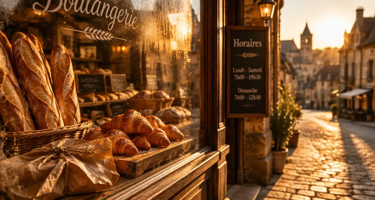 Boulangerie sarlat : horaires, vitrines et croissants à Sarlat en golden hour