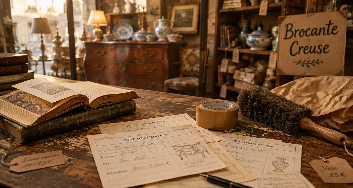 Brocanteurs creuse : table d’estimation, livres anciens, boutique de brocante