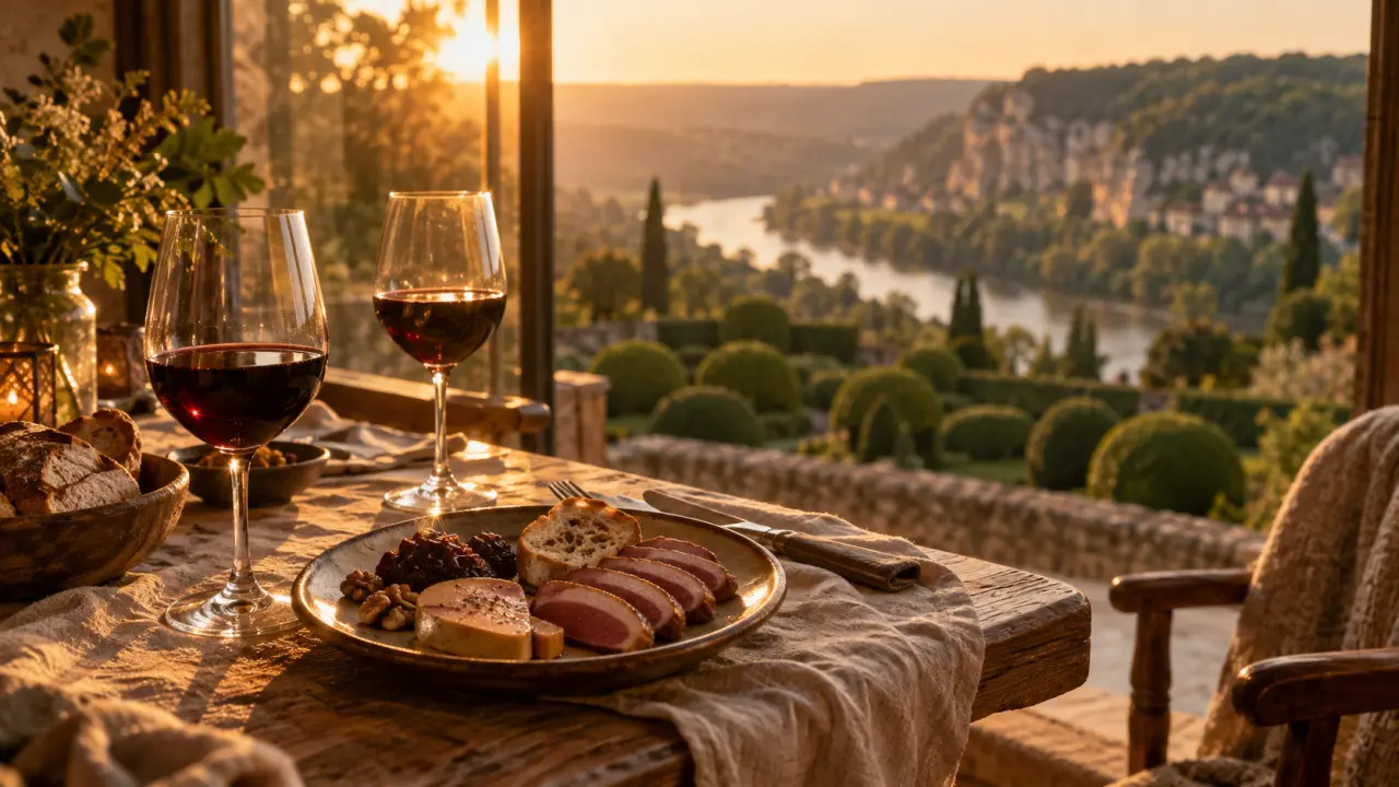 Dordogne week end amoureux : table romantique, vue vallée de la Dordogne