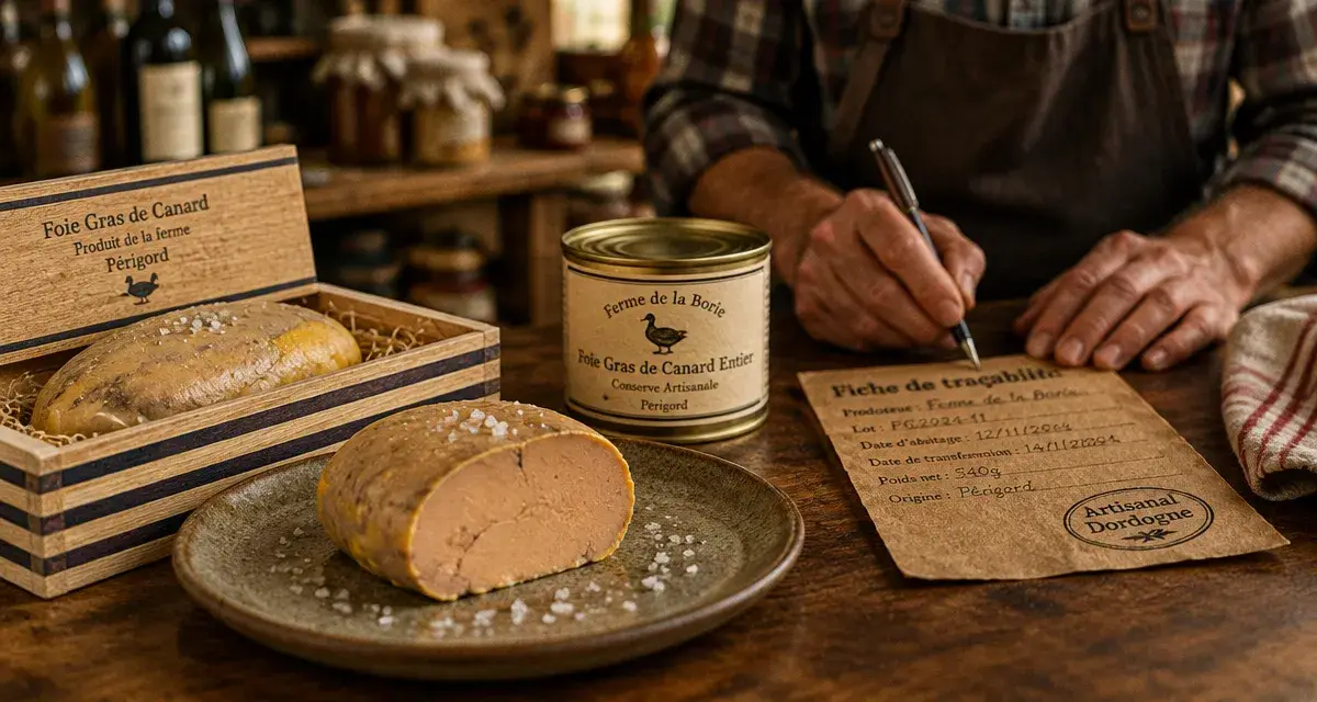 Foie gras artisanal dordogne : comptoir de ferme, tranché et traçabilité