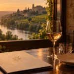 Restaurant étoilé périgord : table gastronomique vue Dordogne et vignes