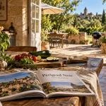 Vacances Dordogne Sarlat : intérieur location avec terrasse en pierres